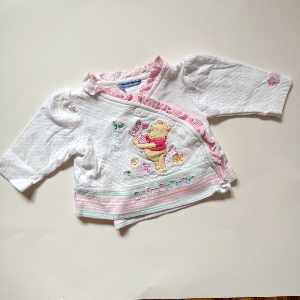 Winnie The Pooh Disney White and Pink Baby Cardigan size 3-6 months